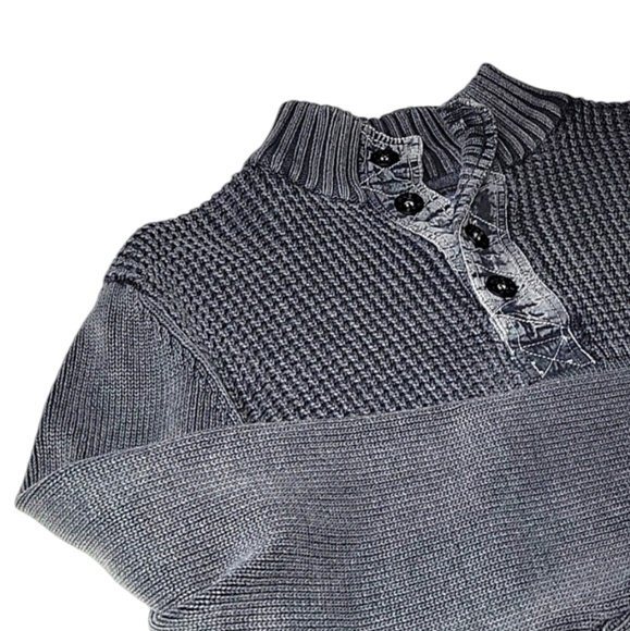 Buckle BKE Men's Gray Standard Fit Quarter Button Pullover Sweater, Size X-Small - Picture 2 of 6